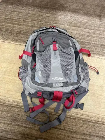 THE NORTH FACE 중형 백팩 그레이/레드