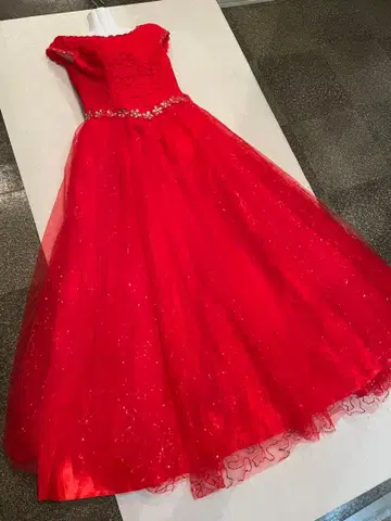 두꺼운 원단/깨끗함 연주회/파티/무대/촬영/컬러/Xmas 빨간색 튤 롱