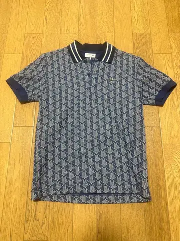 LACOSTE 네이비 피케 셔츠 모노그램