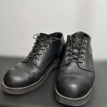 하손 블랙 가죽 워크 부츠 7E