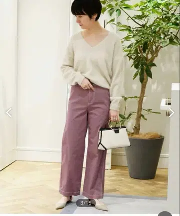 울 펄 V넥 풀오버