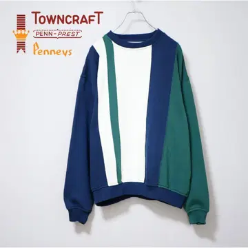 TOWNCRAFT 80s 크레이지 패턴 맨투맨 네이비 L