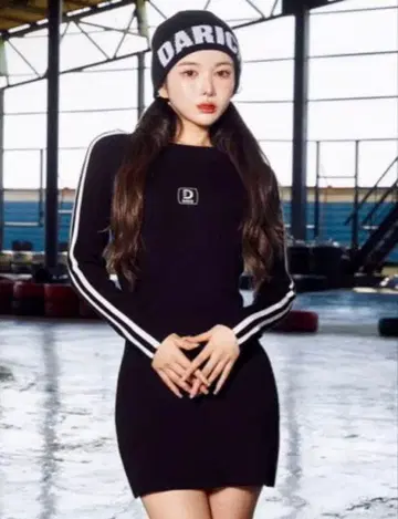 다리치 더블 라인 니트 미니 원피스 FL