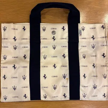 CORNES 에코백 화이트/네이비