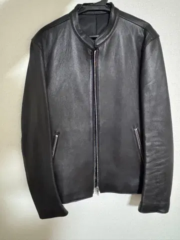 블랙 가죽 싱글 라이더 자켓