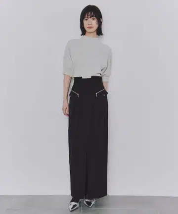 UNITED TOKYO 턱 프레스 타이트 스커트 롱 스커트