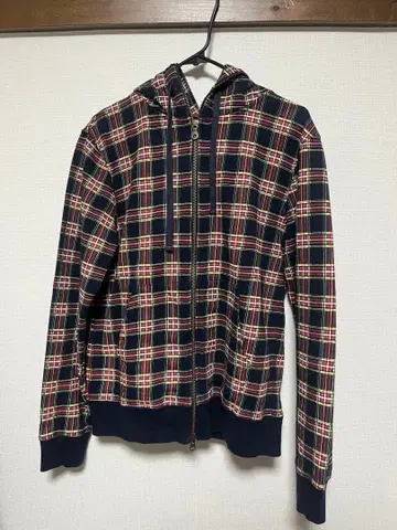 BEAMS HEART 체크 무늬 풀 집업 후드티 S 사이즈