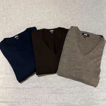 엑스트라 파인 메리노 V넥 스웨터 S 네이비 다크 브라운 외