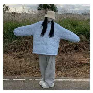 라이트 블루 퀼팅 다운 자켓 프리 사이즈