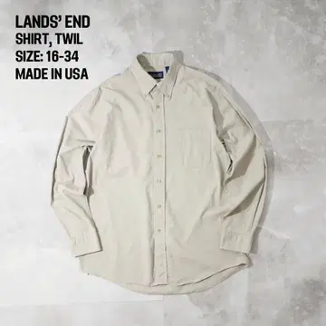 LANDS' END 90s USA제 BD 셔츠 체인 스티치 베이지 L