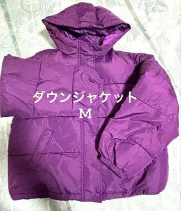 퍼플 후드 부착 다운 자켓 M 사이즈