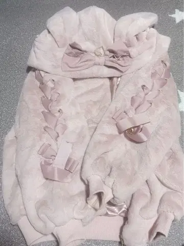 리즈리사 토끼 귀 퍼 블루종 핑크