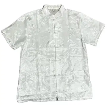 중화권 스타일 반팔 셔츠 화이트