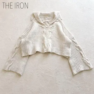 THE IRON 세일러 카라 숏 기장 니트 울 캐시미어 오버 사이즈