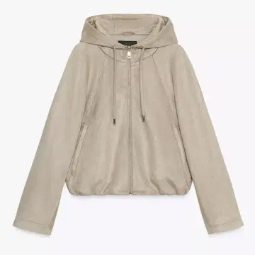 자라 페이크 스웨이드 후드 부착 봄버 자켓