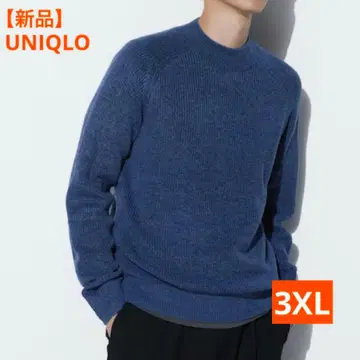 [ 새상품 ] 유니클로 미들 게이지 모크넥 스웨터 3XL 블루