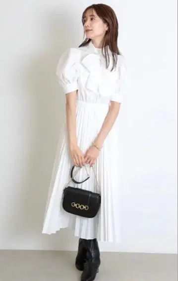 snidel 보타이 셔츠 원피스 화이트