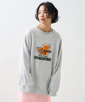 프릭스스토어 데미지 플로키 맨투맨 그레이