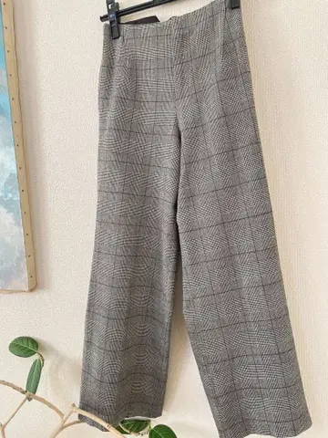 S357 그레이 체크 무늬 와이드 팬츠 5호 작은 키 대상
