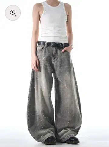 GEEK SPLASH WASHED BAGGY DENIM PANTS