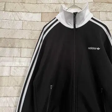 adidas 아디다스 트랙 자켓 자수 트레포일 블랙 화이트 L