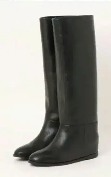 블랙 가죽 롱 부츠