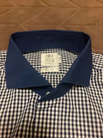 BRICK HOUSE 남성용 와이셔츠 L-86 슬림 라인 체크 무늬 긴팔