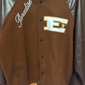 브라운 베이스 빅 로고 바시티 자켓 아우터 블루종 자켓 프리 사이즈