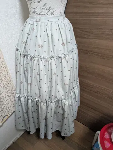 axes femme kawaii / 하트 도트 무늬 캉캉 스커트 민트