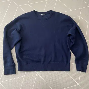 UNIQLO 스무스 코튼 크루넥 스웨터 M 네이비