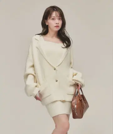 fupel 초커 포함 멜란지 니트 셋업 택 포함 미사용 새상품