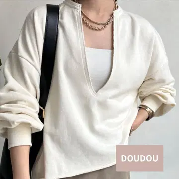 DOUDOU V넥 맨투맨 아이보리