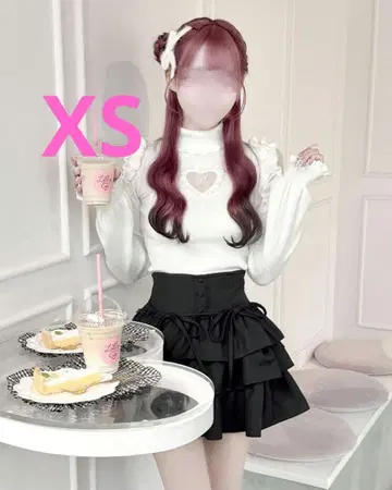 미셸 마카롱 이모 하트컷 터틀 니트 허니 뮤우 화이트 XS