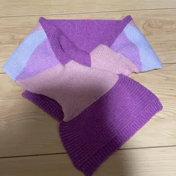 기하학 패턴 니트 머플러 퍼플 계열