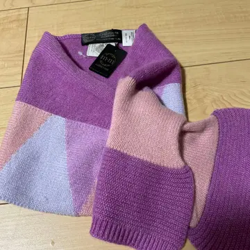 캐시미어 100% 니트 머플러 퍼플 계열