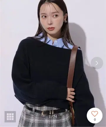 Mystrada 아쿠아 오프숄더 니트탑 마이 스트라다 네이비 신상