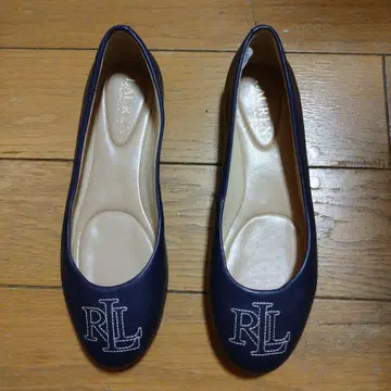 로렌 랄프 로렌 네이비 로고 자수 플랫슈즈