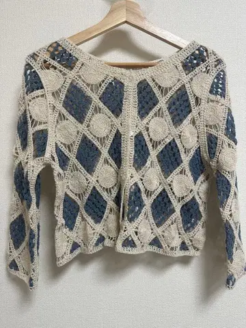 레이스 편직 긴팔 니트탑