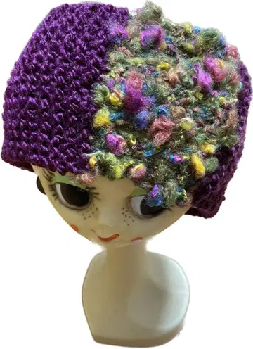 보라색 니트 헤어밴드