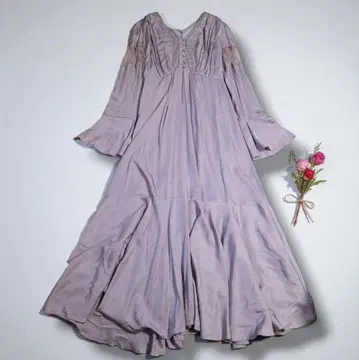 새상품급 아메리 원피스 레이스 플레어 롱 A라인 절개 새틴