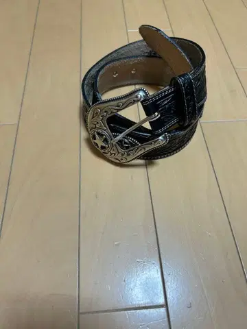 웨스턴 벨트 블랙 가죽 콘초