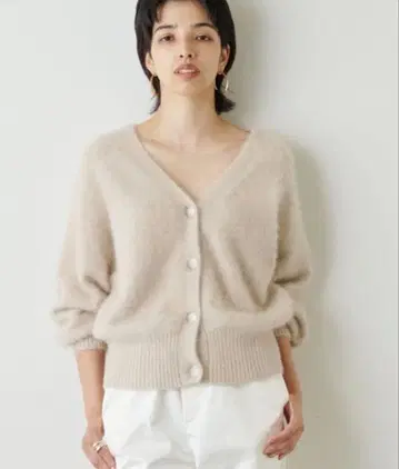 완판템 윔 가젯 베이지 퍼 니트 2WAY 가디건 복슬복슬