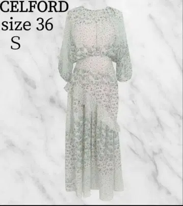 CELFORD 셀포드 플라워 프린트 쉬폰 롱 원피스 S