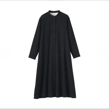 무인양품 이번 시즌 신상 양면 기모 플란넬 스탠드 카라 긴팔 원피스 S