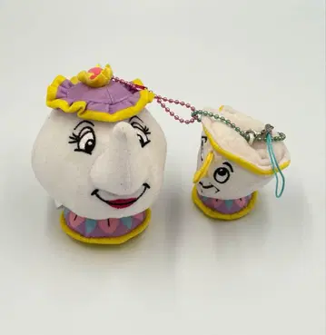 도쿄 디즈니 리조트 미녀와 야수 포트 부인 칩 마스코트 스트랩