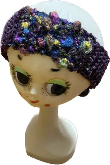 보라색 컬러풀 니트 헤어밴드