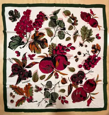 마니프리/후르츠 프린트 울 x 실크 스톨 120cm 새상품 핑크 계열