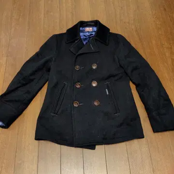 BLUE BLUE 더블 브레스트 피코트 블랙