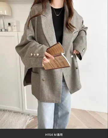 CLASSICALELF 그레이 더블 브레스트 자켓