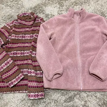 플리스 자켓 핑크와 패턴 제품 2장 묶음